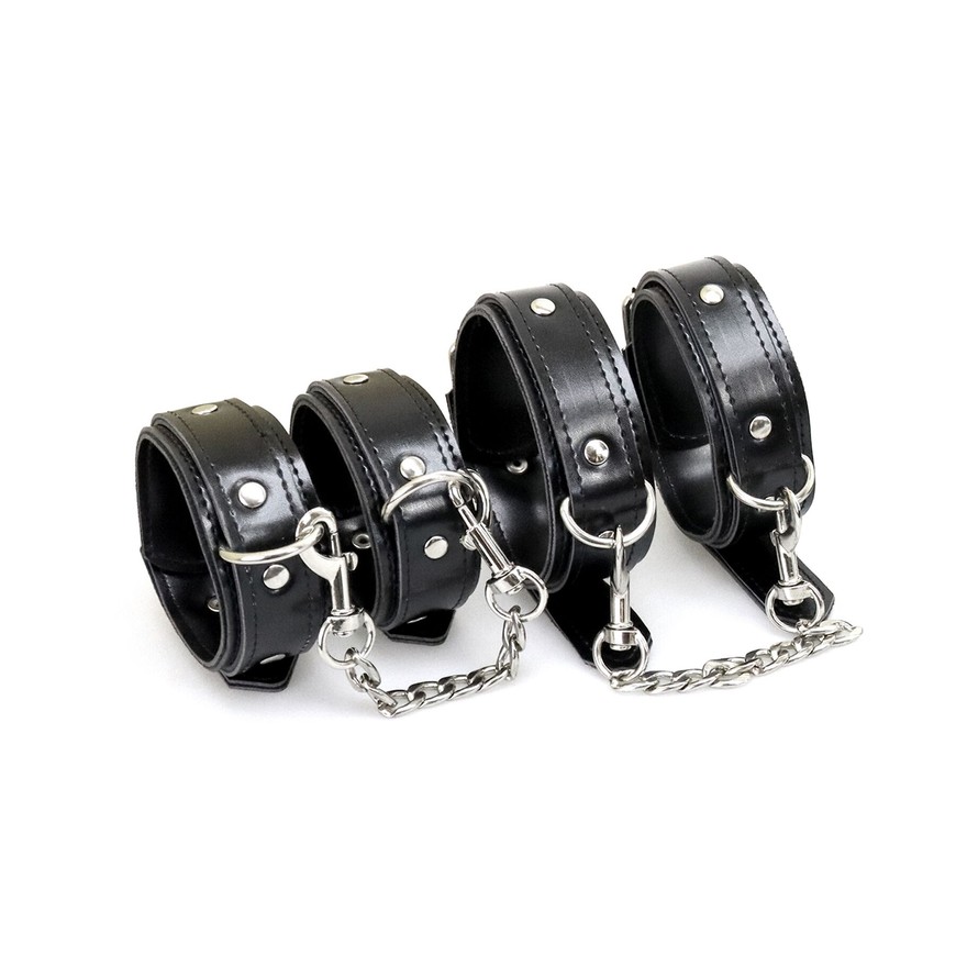 Набір BDSM з 3 елементів Art of Sex Emoji Collar with Leash, Handcuffs and Ancle Cuffs SO9635 фото