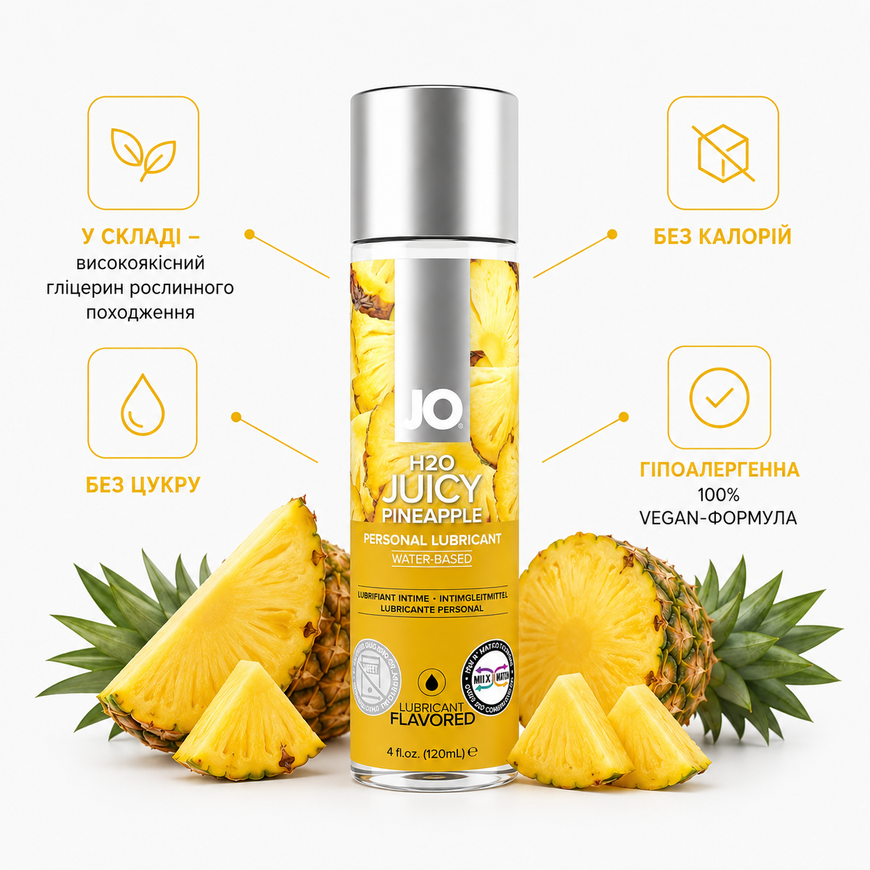 Оральний лубрикант на водній основі System JO H2O Juicy Pineapple зі смаком ананасу 30 мл SO1473 фото
