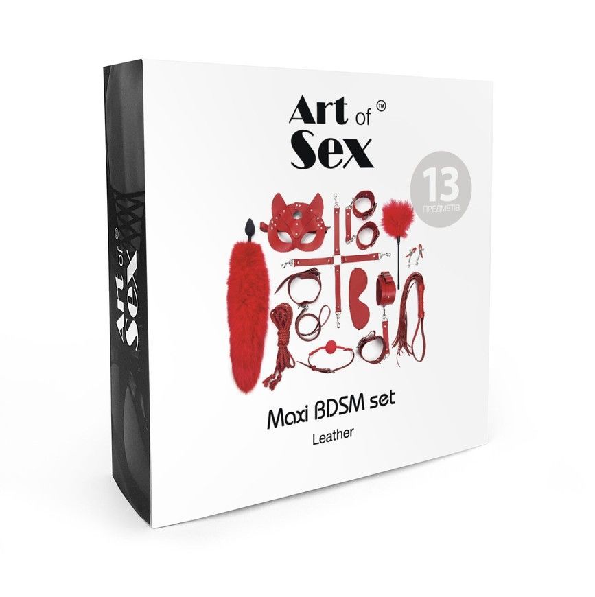 Набір BDSM з 12 елементів Art of Sex Maxi BDSM Set Leather з натуральної шкіри SO7139 фото