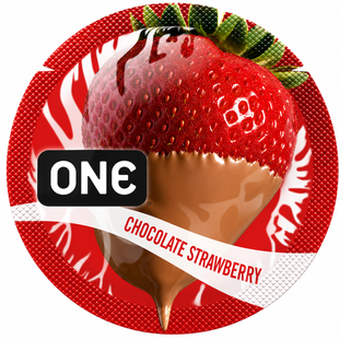 Презервативи ONE Flavor Waves з ароматом полуниці у шоколаді 1 шт ON61 фото