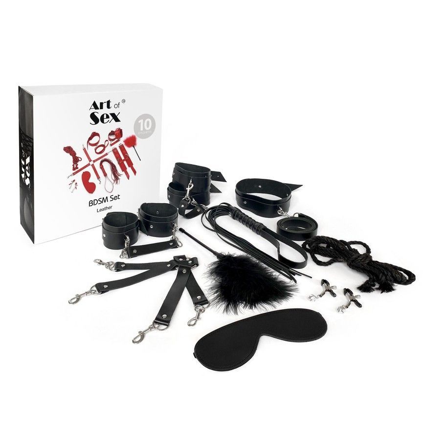 Набір BDSM з 10 елементів Art of Sex BDSM Set Leather з натуральної шкіри SO7138 фото