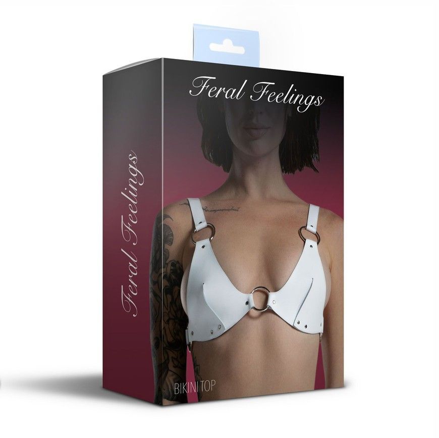 Ліф з натуральної шкіри Feral Feelings Bikini Top White SO9421 фото