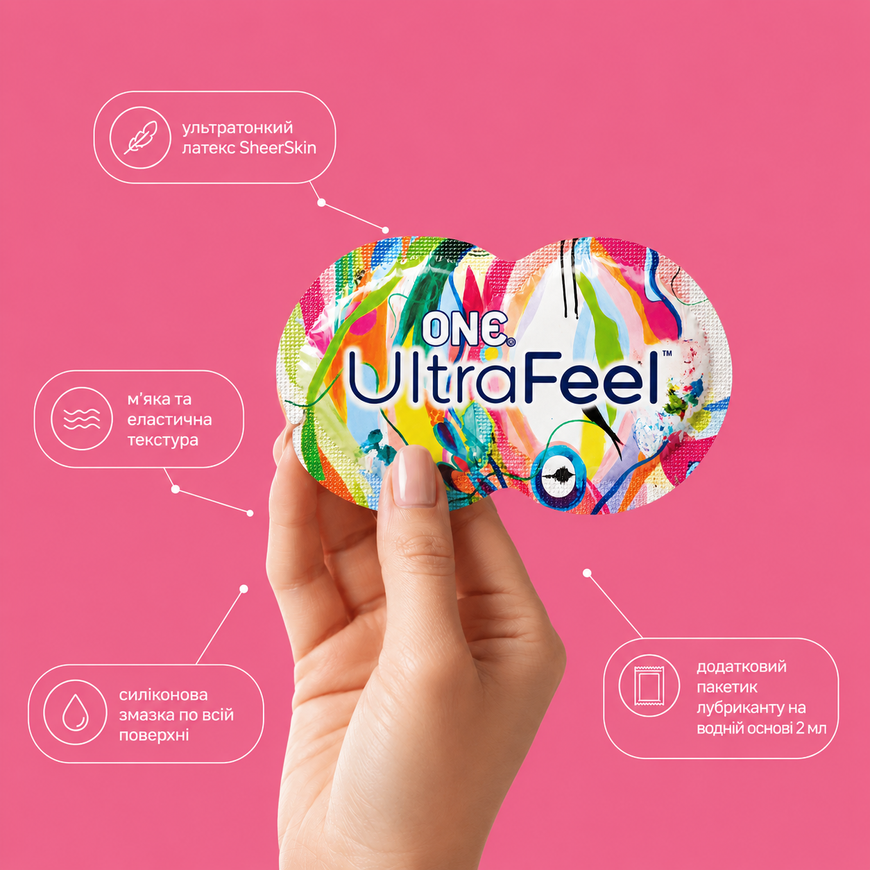 Ультратонкі презервативи ONE Ultra Feel з додатковим пакетиком лубриканту 1 шт ON9 фото