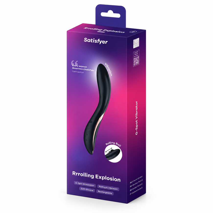 Вібратор з роликовою стимуляцією зони G Satisfyer Rrroling Explosion Black SO6074 фото